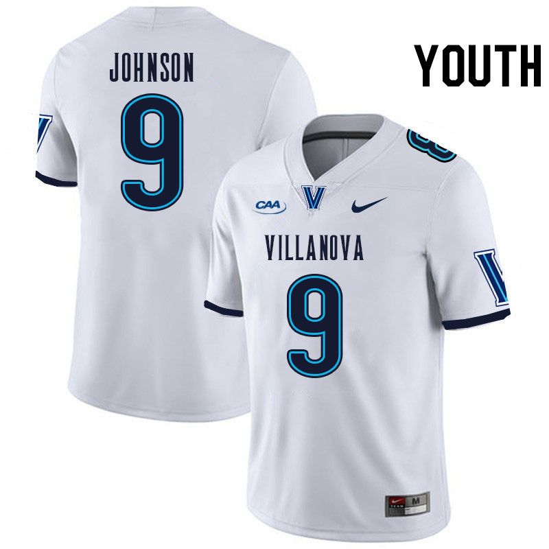 Youth #9 Antonio Johnson Villanova Wildcats College Football Jerseys Stitched Sale-White